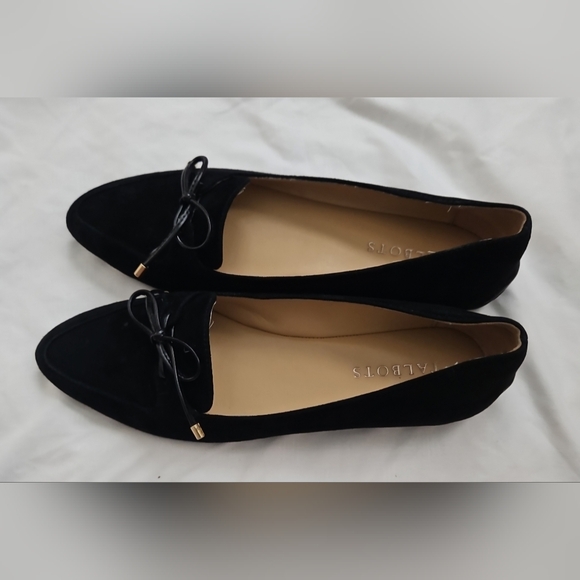 Talbots Francesca Driving  Black Suede Bow Slip On Loafers. - Picture 4 of 8